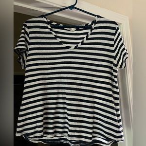 Vineyard Vines Stripes Linen T Ladies Medium, Blue and White